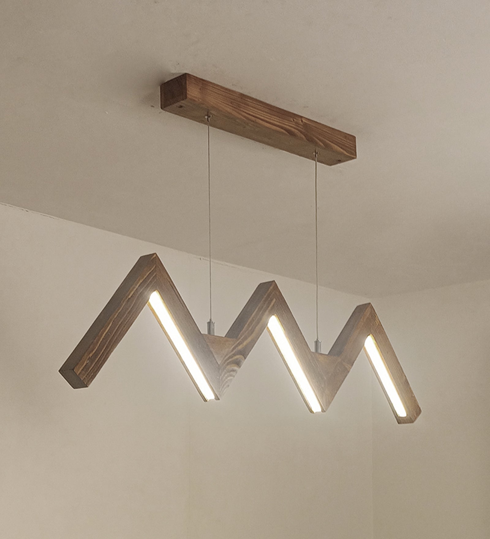 ZigZag 36 Brown Wooden LED Hanging Lamp