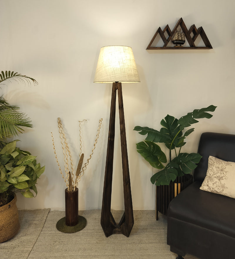Zoe-Wooden-Floor-Lamp-1.jpg Zoe Wooden Floor Lamp with Brown Base and Jute Fabric Lampshade (BULB NOT INCLUDED) - Image 1