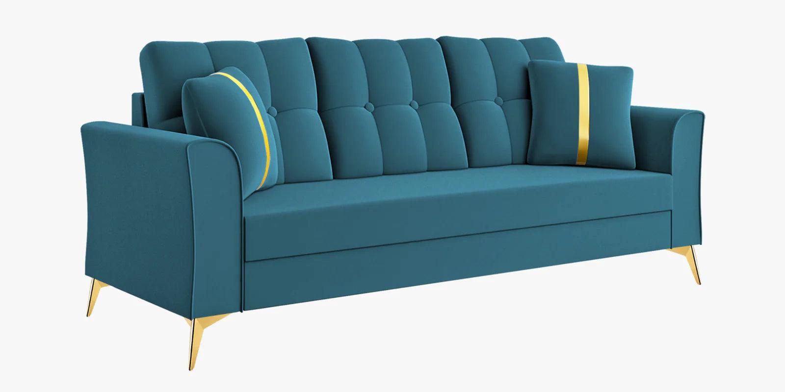 Premium Velvet 3 Seater Sofa In Blue Colour - Ouch Cart 