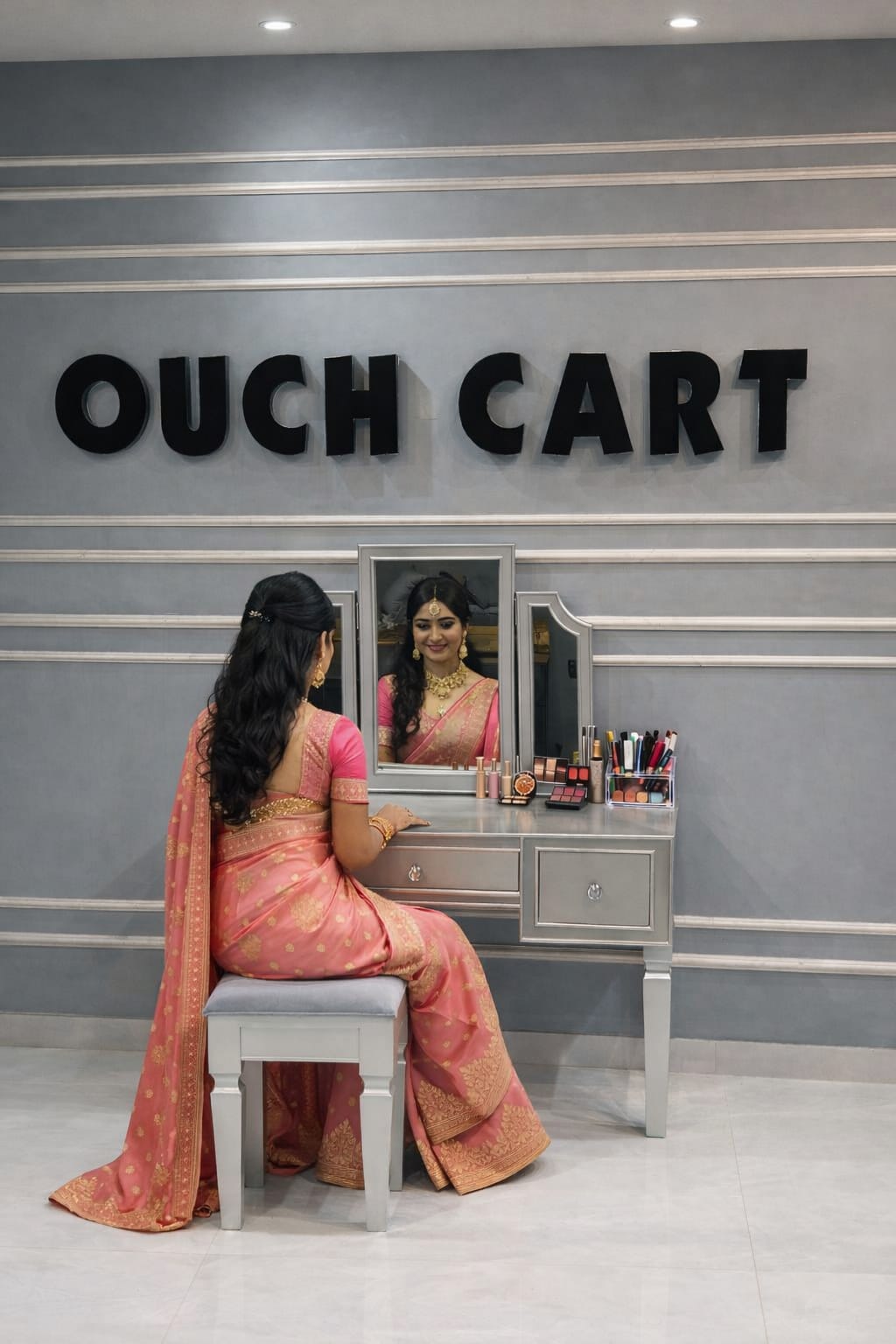 Marcin Vanity dressing table design with mirror with stool Vanity Desk Set with Mirror, Dressing Makeup Table Set with Stool, 3 Drawer for Bedroom