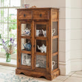 Sheesham Wood Two Drawer Crockery Cabinet Medium In Honey Finish