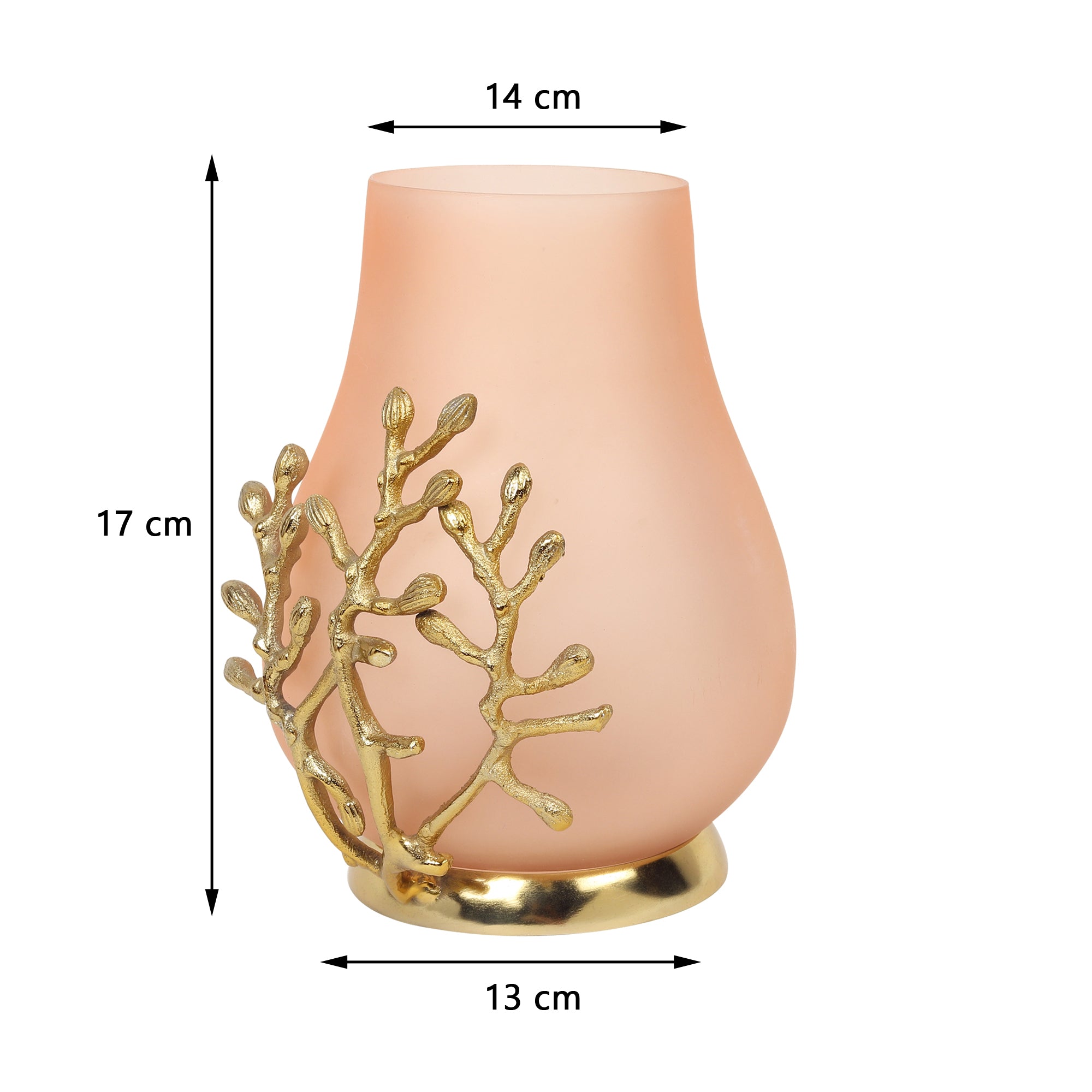 VersaLux Glass Vase and Candle Holder in Peach & Gold