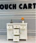 Elegant White Wooden Storage Cabinet with Drawers & Doors | Modern Console Sideboard