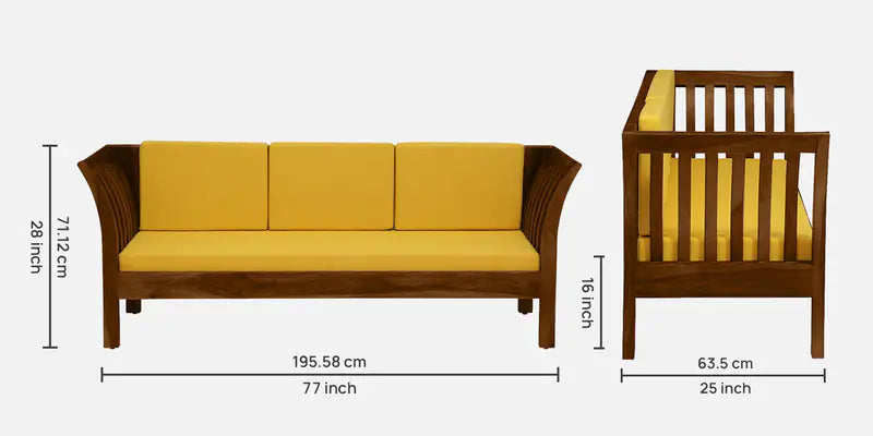 Sheesham Wood 3 Seater Sofa in Scratch Resistant Provincial Teak Finish
