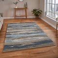 Water Blue Wool & Viscose Abstract Hand-Tufted Carpet Abstract Rug 4x6 Feet