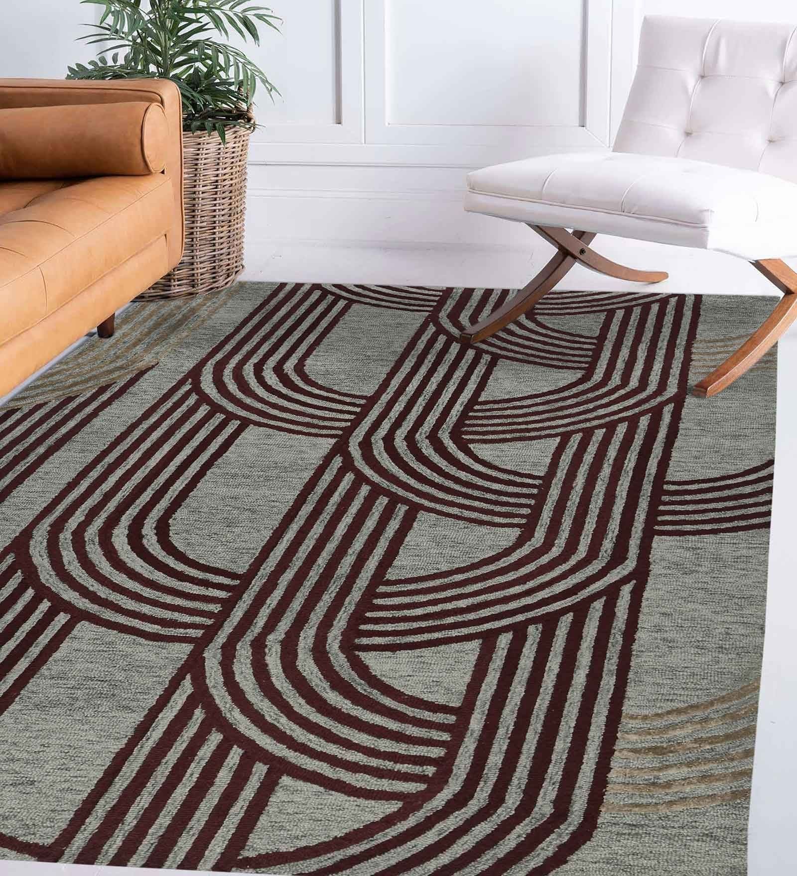 GRAPHITE Wool & Viscose Canyan 5x8 Feet  Hand-Tufted Carpet - Rug