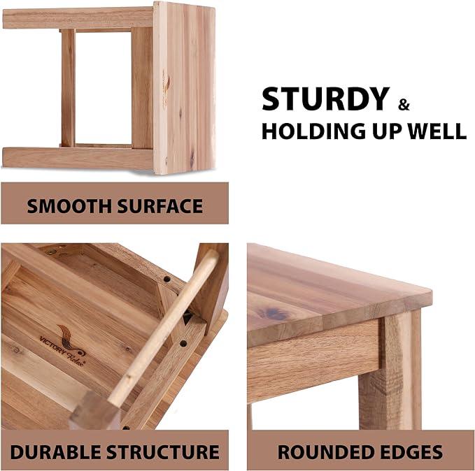 12 Inch Wooden Step Stool, Small Nature Beach Chair under Desk, Indoor