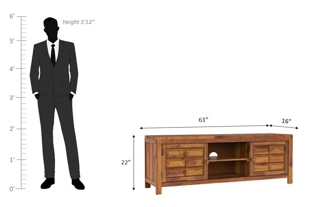 Arcadia Sheesham Wood TV Unit In Light Honey