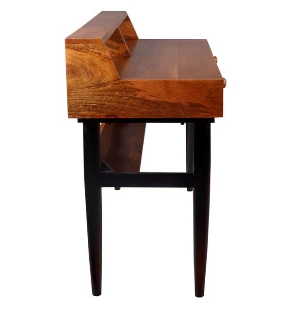 Arthur Study Table With 3 Drawers In Teak & Black Finish