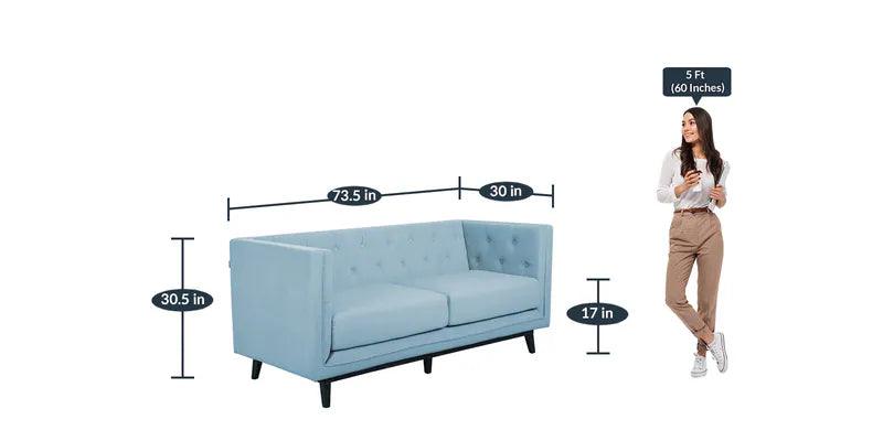 Fabric 3 Seater Sofa In Ice Blue Colour - Ouch Cart 