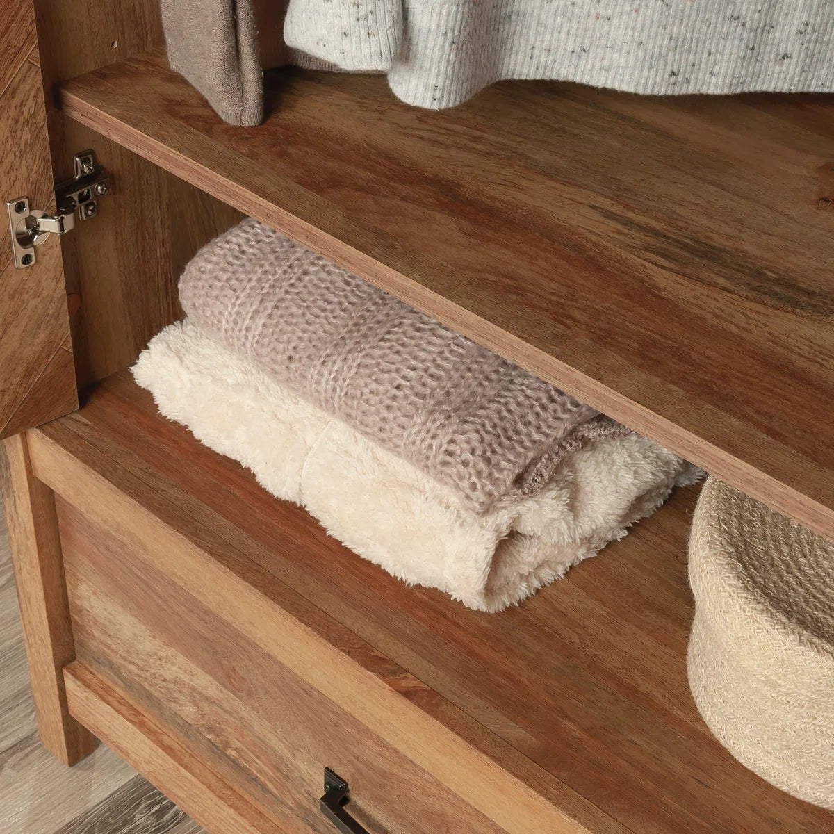 Elegant 2-Door Wooden Armoire Wardrobe with 3 Storage Shelves