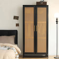 Albertha Solid Wood Bedroom Wardrobe Large Storage Rattan Door Style