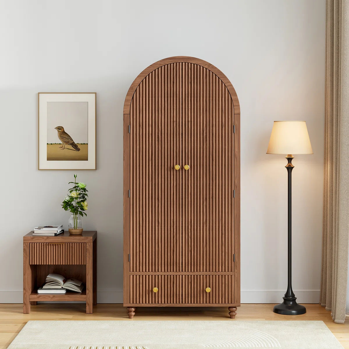 Modern Bedroom Armoire Manufactured Wood Wardrobe with Storage