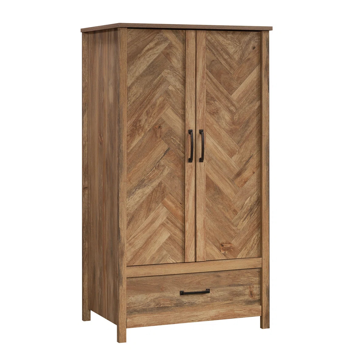 Elegant 2-Door Wooden Armoire Wardrobe with 3 Storage Shelves