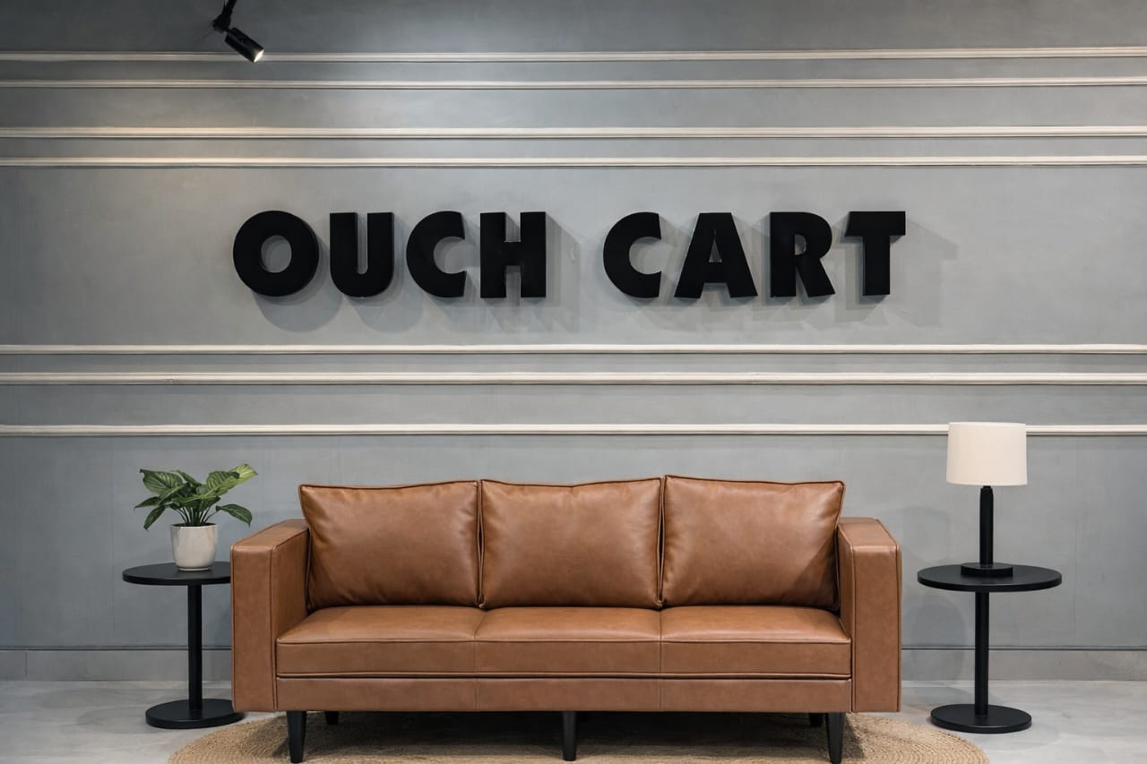 Ouch Cart 3 Seater Leatherette Sofa for Living Room – Modern Design