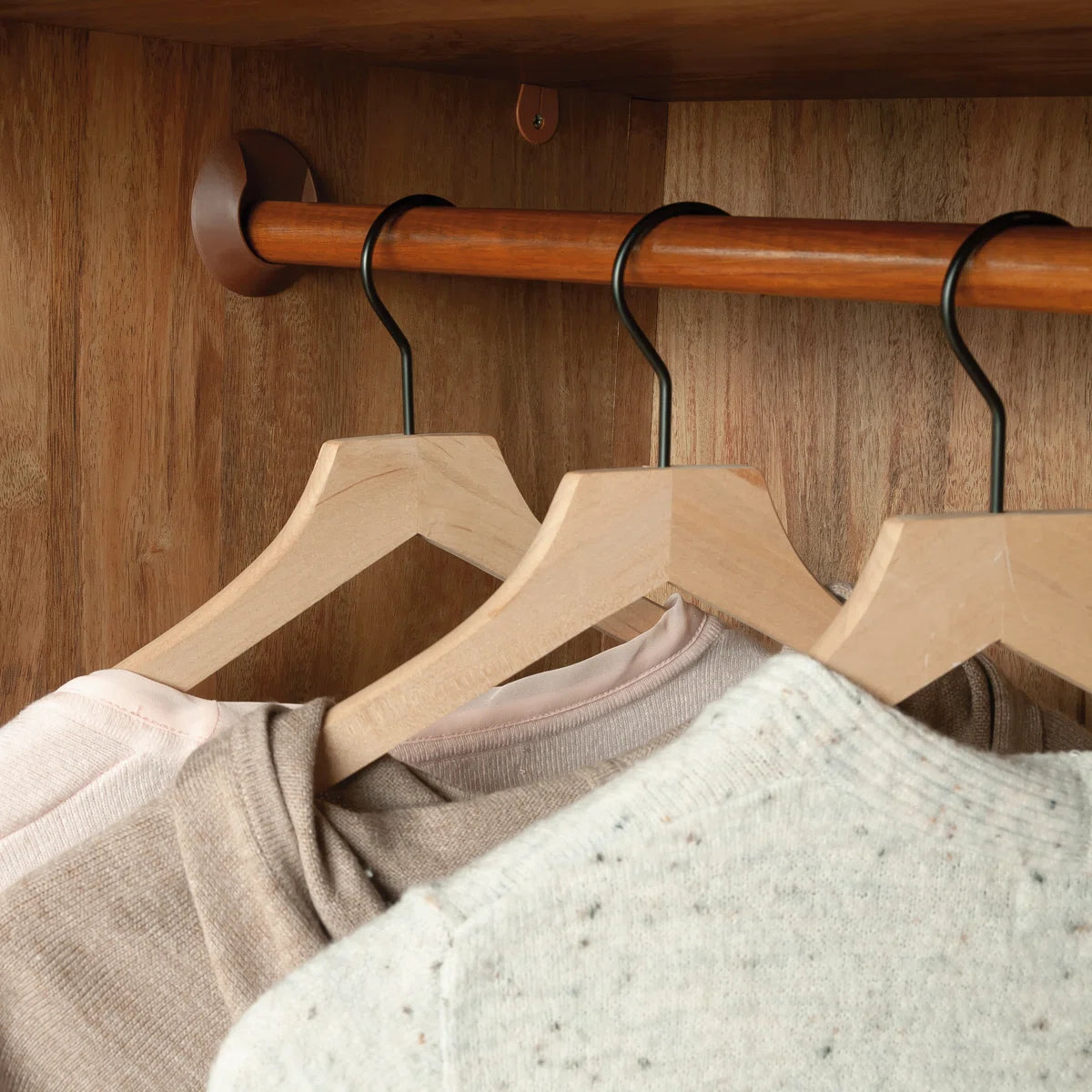 Elegant 2-Door Wooden Armoire Wardrobe with 3 Storage Shelves