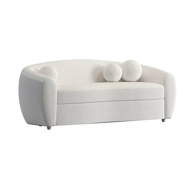 Joel White Teddy Velvet 3 Seaters Curved Sofa for Living Room