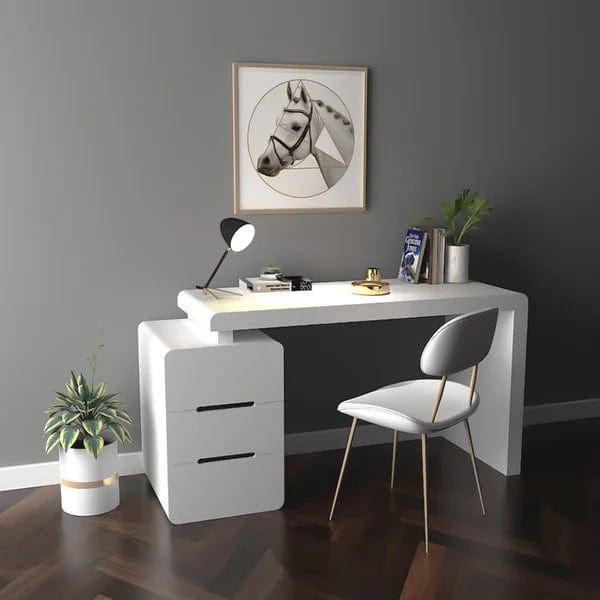 Riko 3-Drawer Writing Desk with Storage Cabinet for Office Home Office