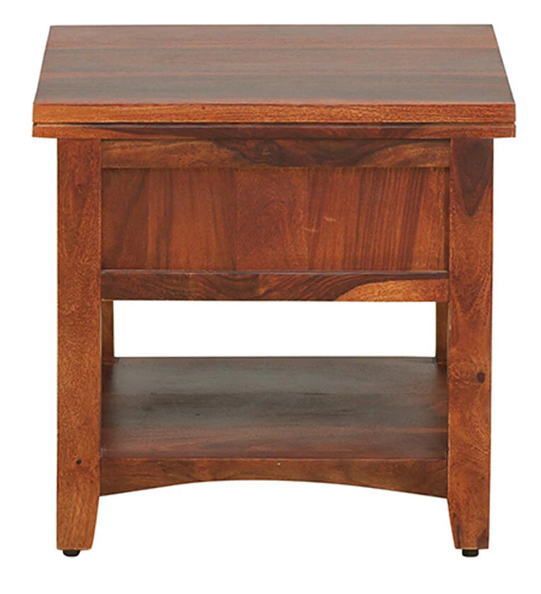 Sheesham Wood Bedside Table in Scratch Resistant Honey Oak Finish With Drawer