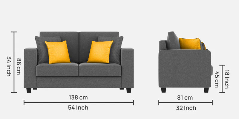 Fabric 2 Seater Sofa in Charcoal Grey Colour