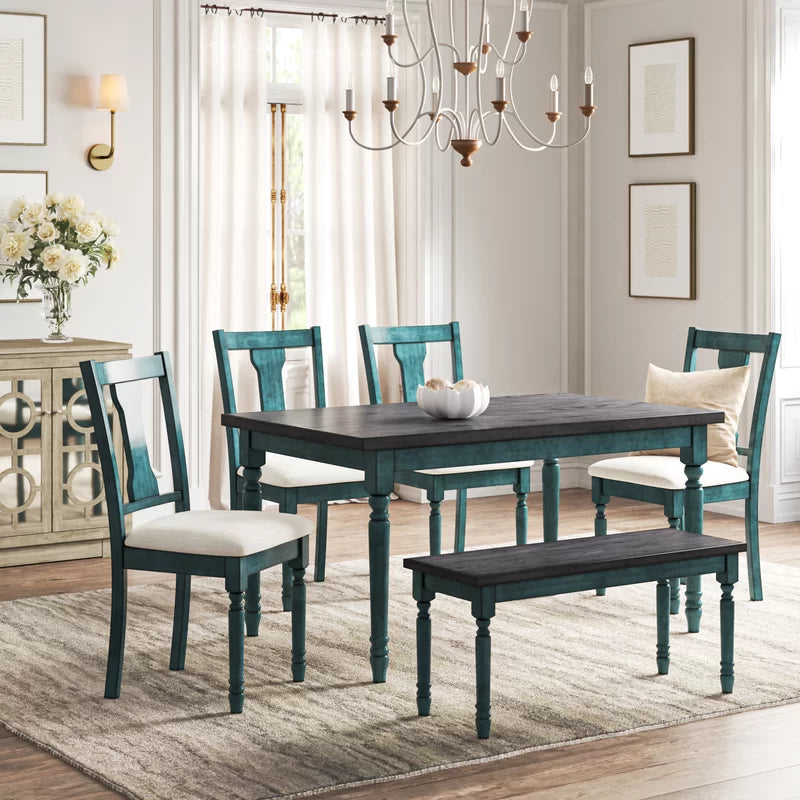 Toned Wood and Upholstered Dining Set