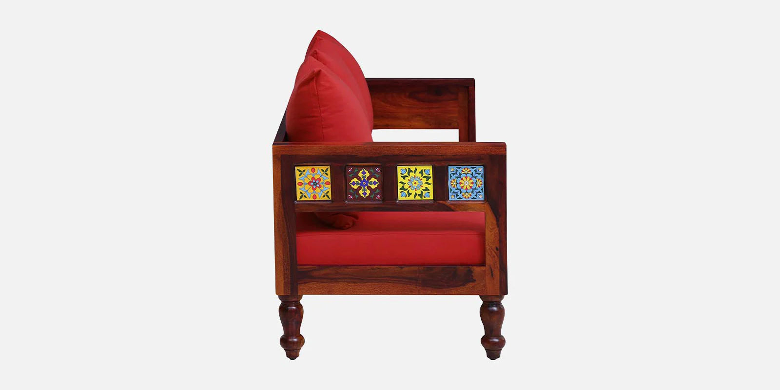 Sheesham Wood 3 Seater Sofa In Honey Oak Finish