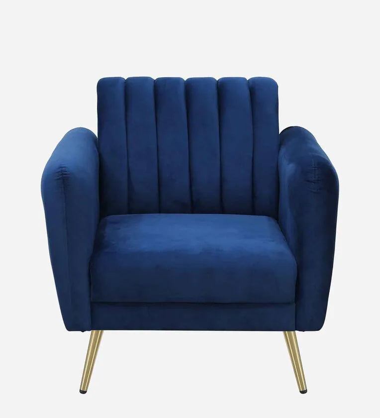 Velvet 1 Seater Sofa In Royal Blue Colour