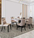 Marble 6 Seater Dining Set in White & Beige Colour