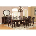 8 seater Dining Set with Carved Double Pedestals, Leaves & Faux Leather Chairs