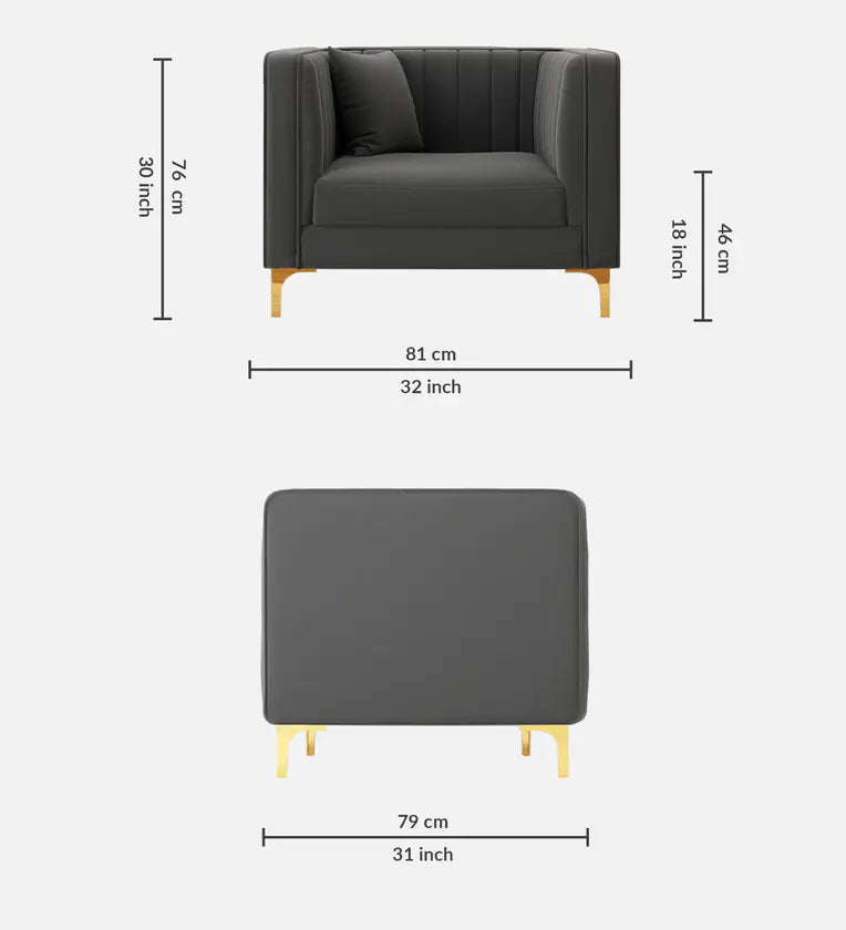 Velvet 1 Seater Sofa Dark Greycolour