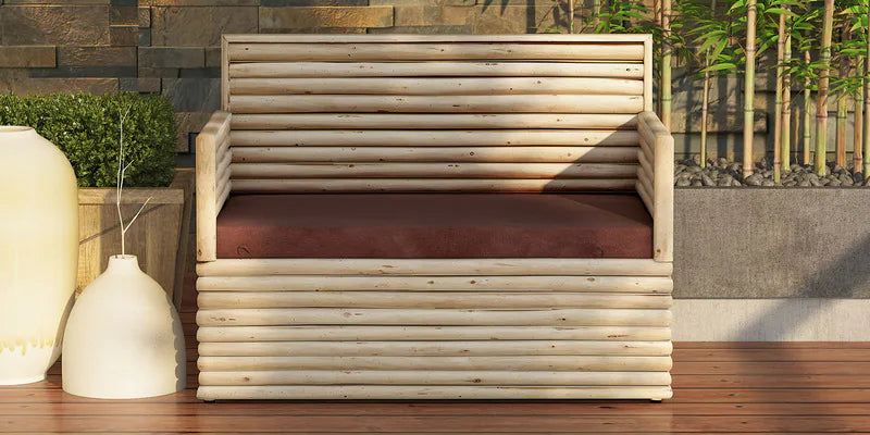 Eucalyptus Wood 2 Seater Sofa In Natural Finish
