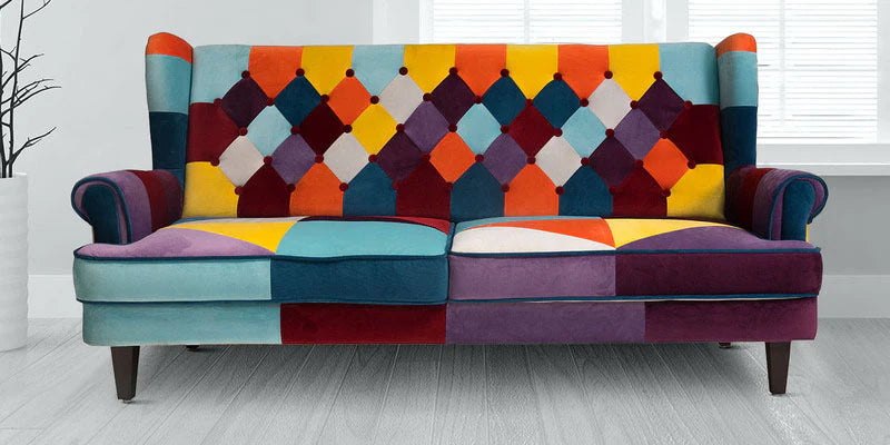 Velvet 3 Seater Sofa in Multi Colour