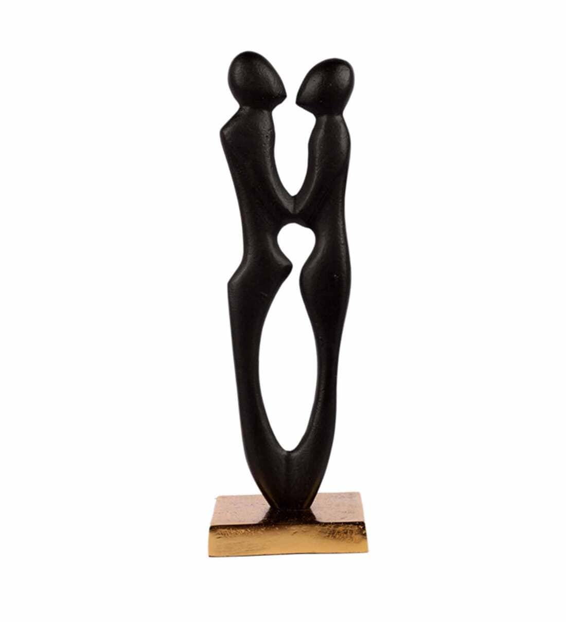 Black Couple Statue Aluminium Table Accent,
