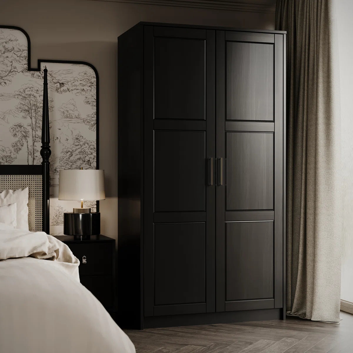 Modern Urban 2-Door Solid Wood Wardrobe with Hidden Storage