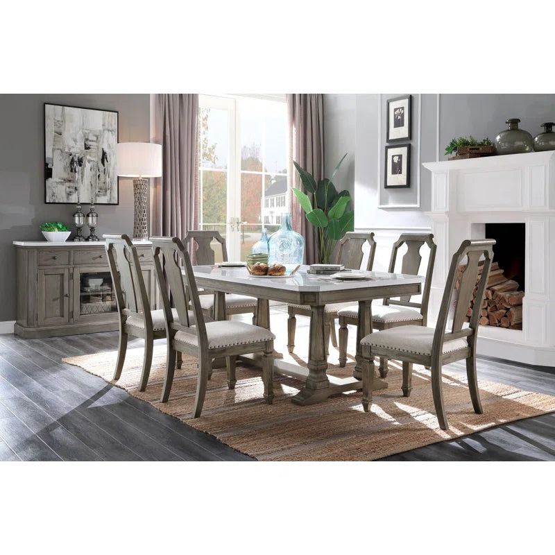 Marble Top Trestle Dining Set