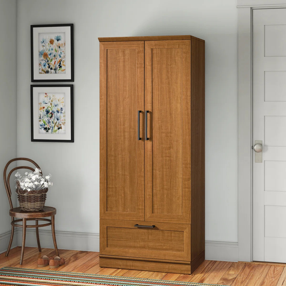 Modern Aliaya Armoire Wardrobe Closet with Storage