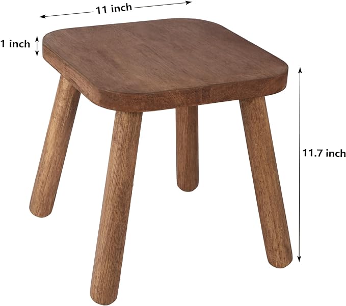 Solid Wood Stool for Kids 11.7'' Sturdy Sitting Stool Wooden Step Stool for Adults Wood Plant Stand Small Foot Stool with Four Detachable and Assembled Legs