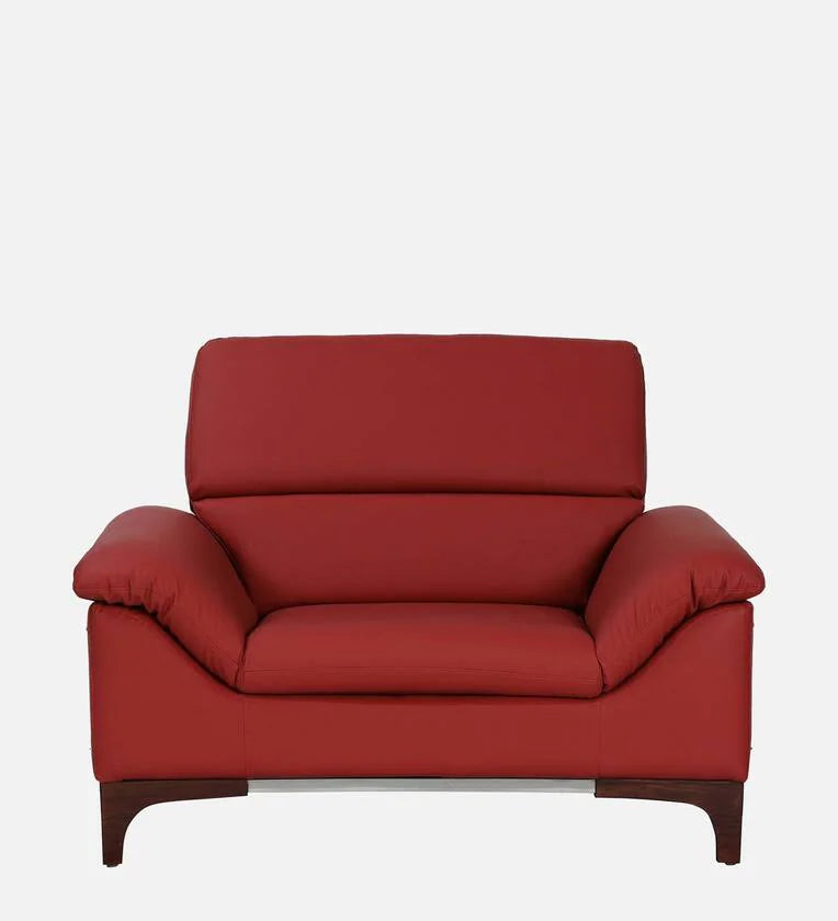Leatherette 1 Seater Sofa In Cranberry Colour