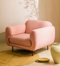 Fabric 1 Seater Sofa In Plush Pink Colour