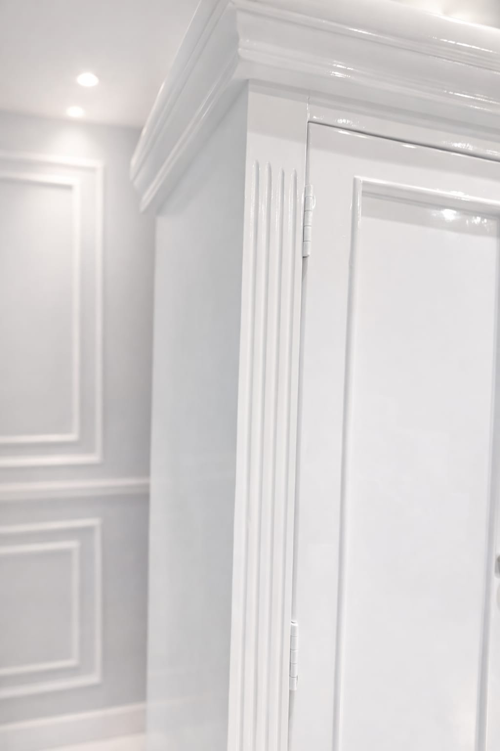 Premium White Wooden Almirah Wardrobe with Double Door & Storage Cabinets