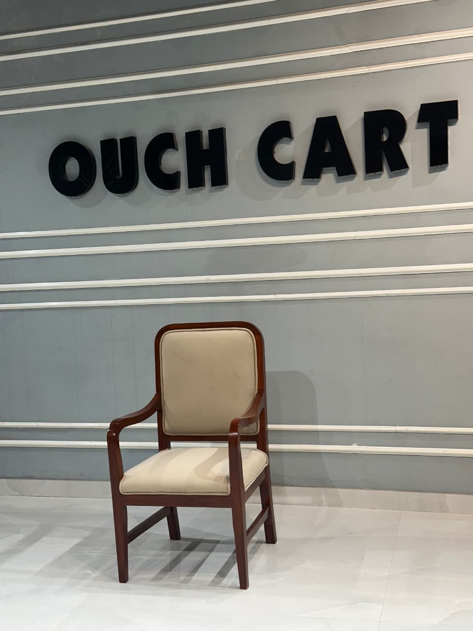 Premium Royal-Style Solid Wood Chair with Handcrafted Armrest Detailing – Standard Brown