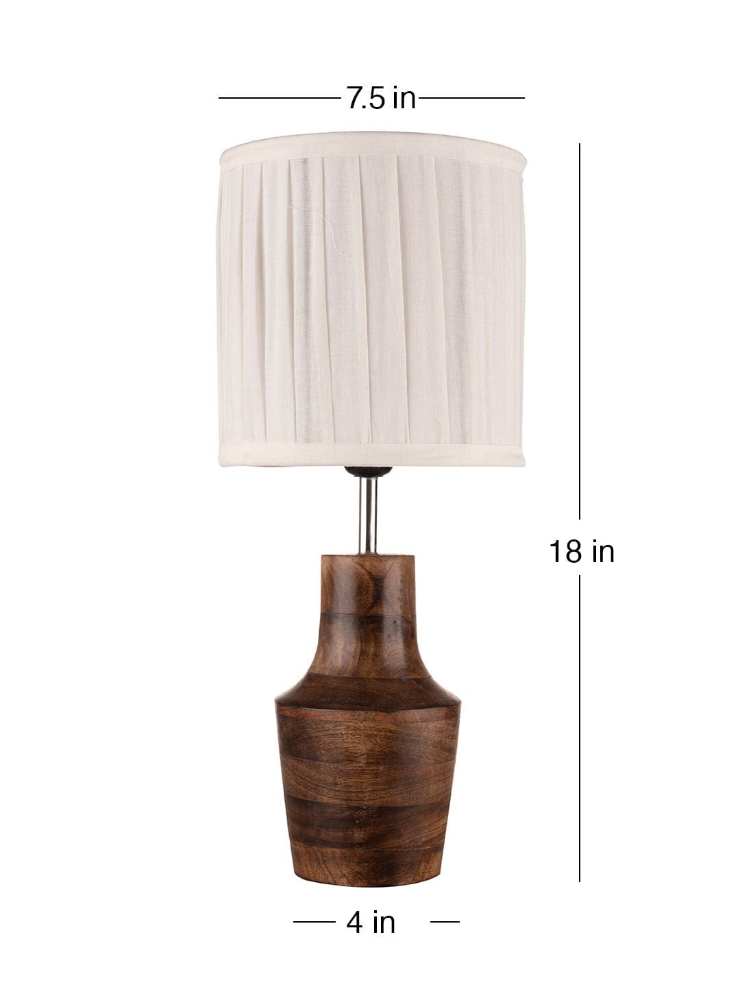 Wooden Firkin Lamp with Pleeted Cotton White Shade