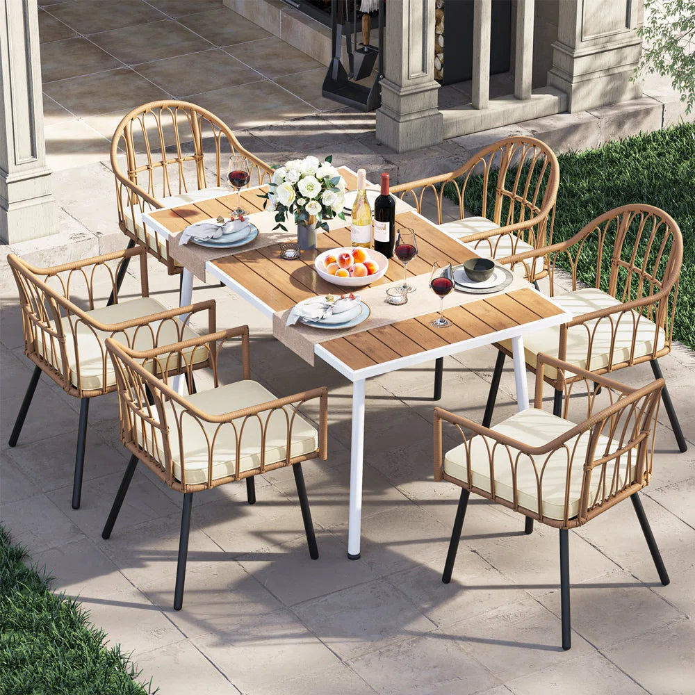 6 - Person Rectangular Outdoor Dining Set with Cushions