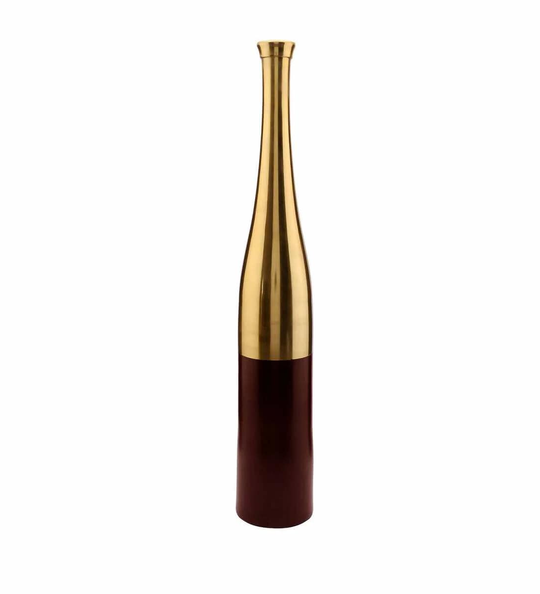 Champagne Bottle Scarlet Red & Gold (Large) Aluminium Table Vase,