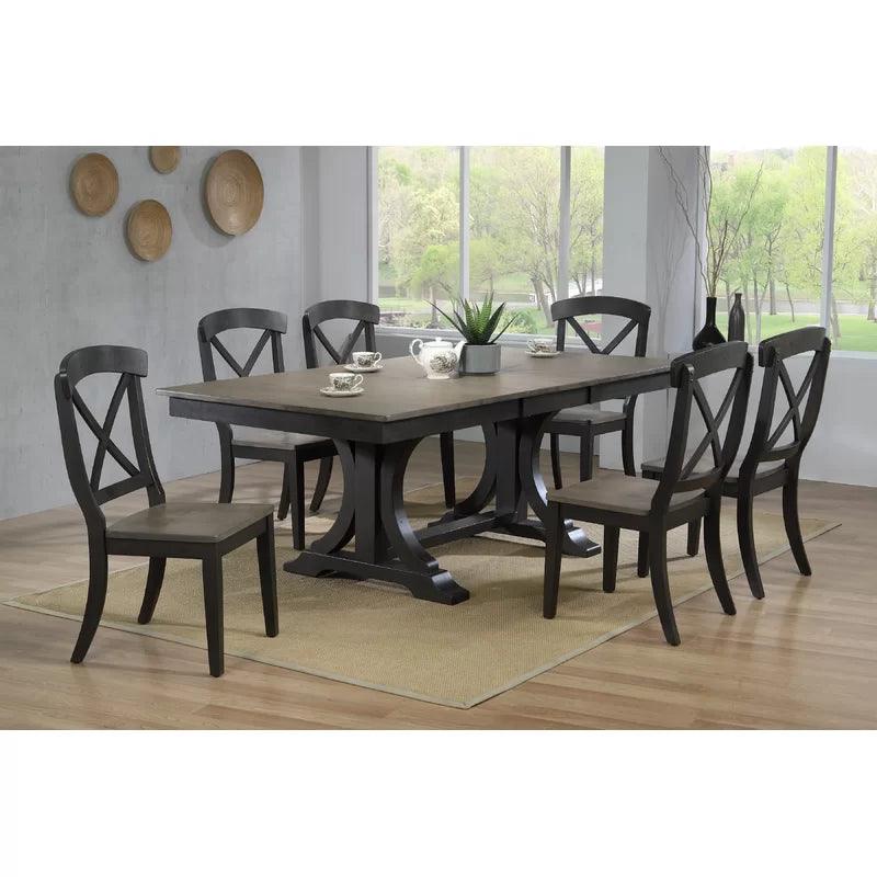 7 - Piece Extendable Solid Wood Dining Set - Ouch Cart 