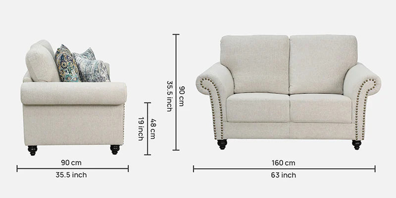 Fabric 2 Seater Sofa In Beige Colour