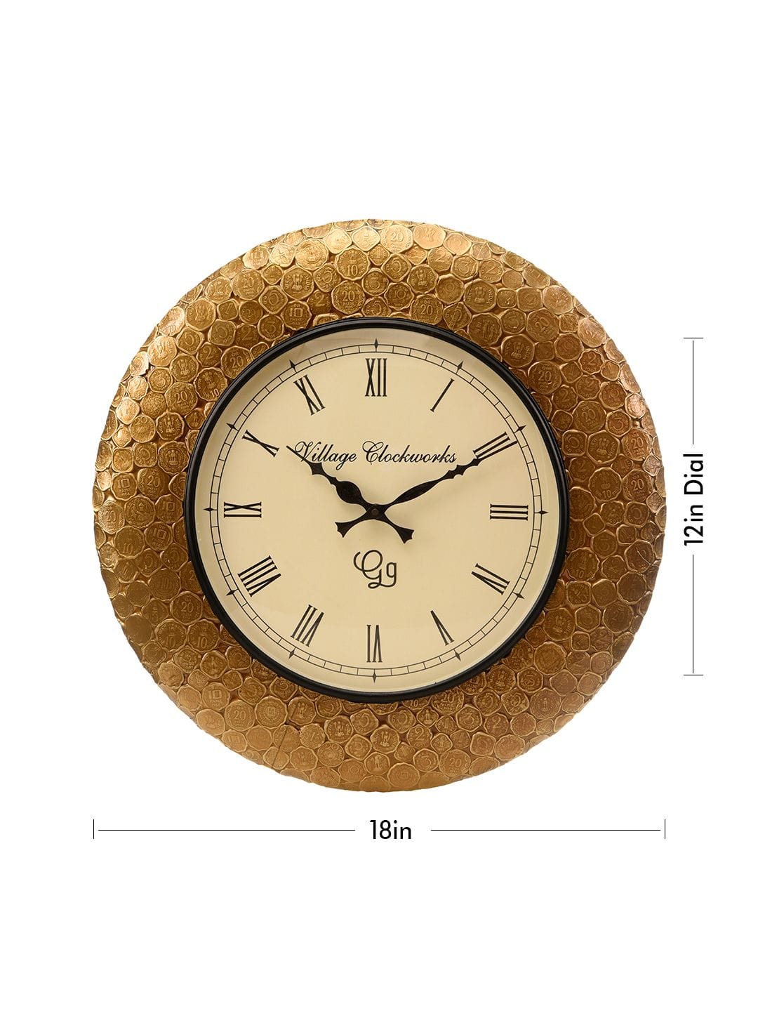 Round Gold Coin 18 Inches Wall Clock
