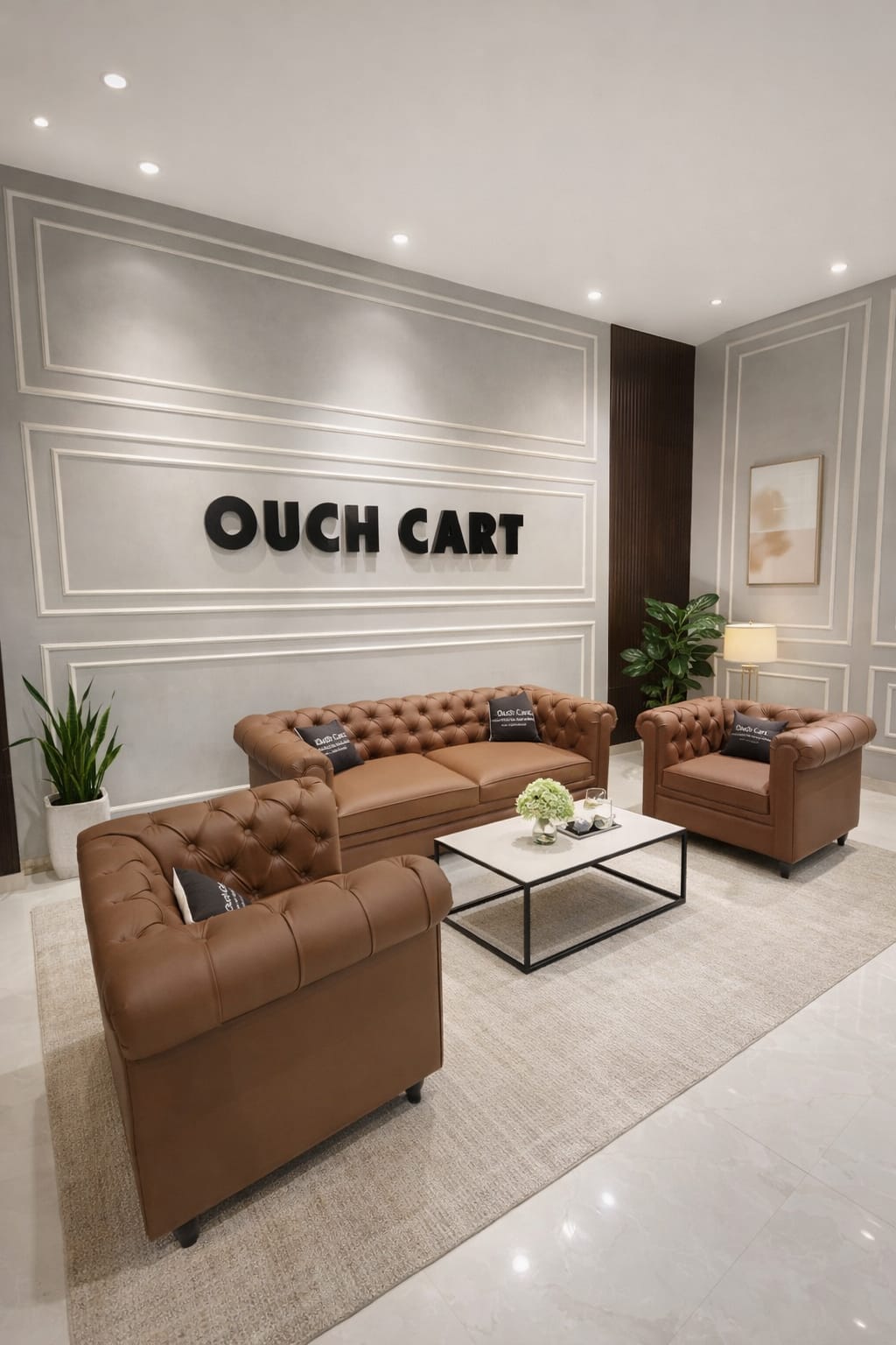 Luxury Chesterfield Leather Sofa Set – 3 Seater & Armchairs | Premium Living Room Furniture 