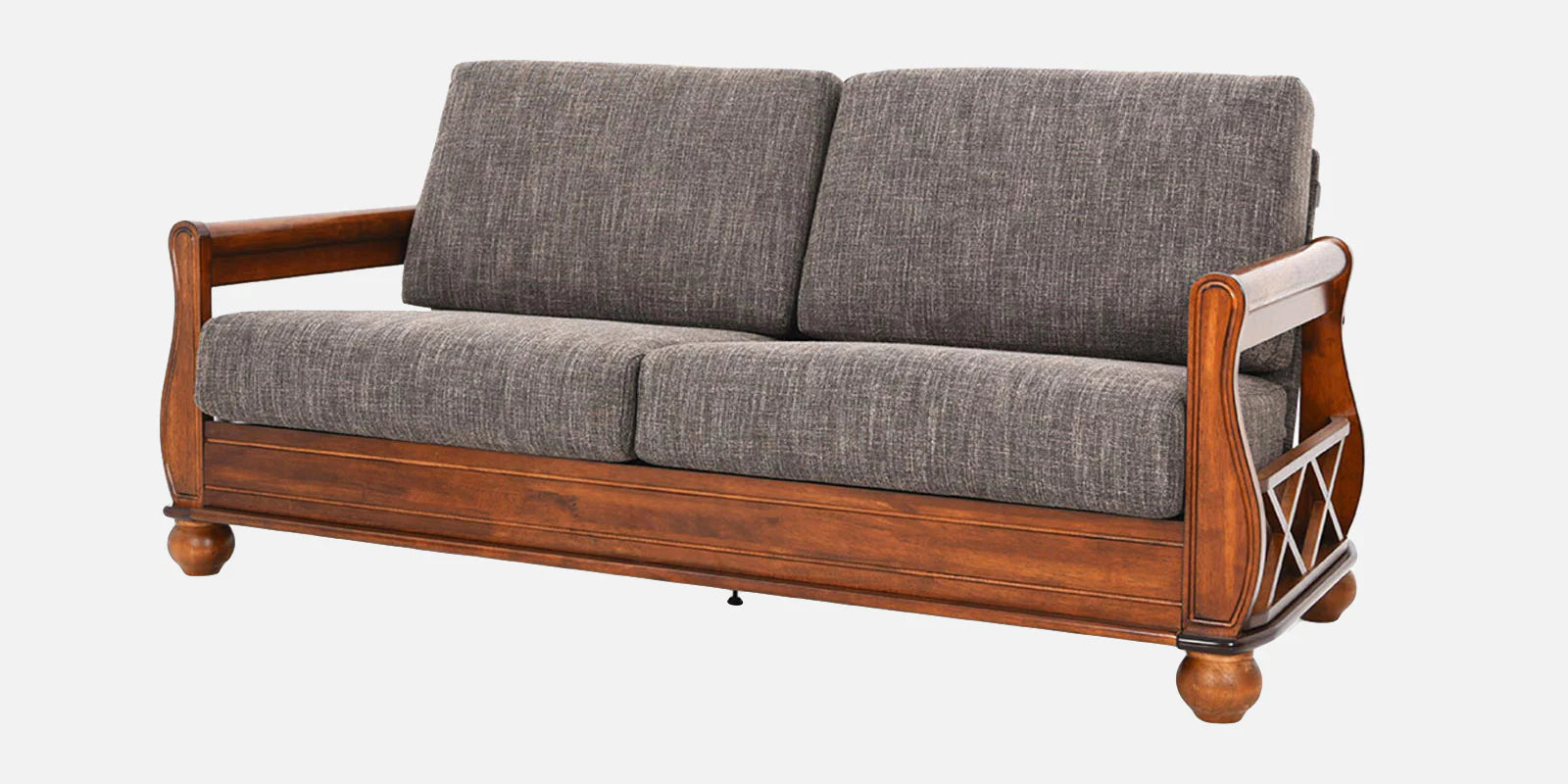 Solid Wood 3 Seater Sofa in Brown Colour