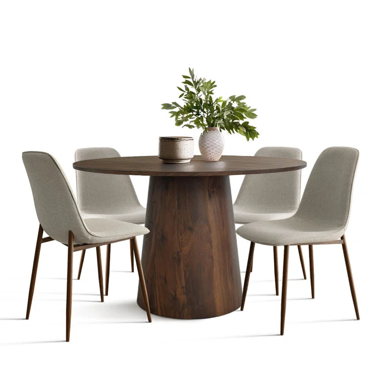 5 - Piece Round Pedestal Dining Table Set